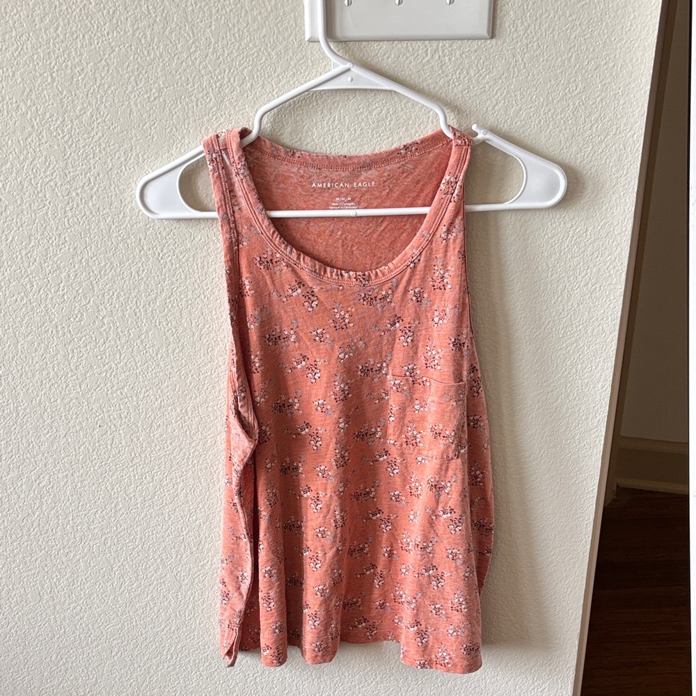 American Eagle Outfitters Coral Floral Tank Top